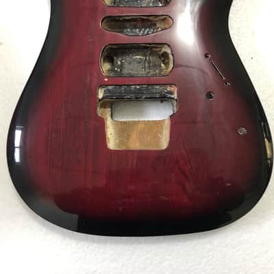 Red Burst HSH Double Cutaway Guitar Body image 7