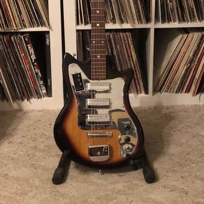Teisco Melody Plus 3 Pickup Sunburst Solid Body Guitar - Vintage 60's W/Hard Case image 2