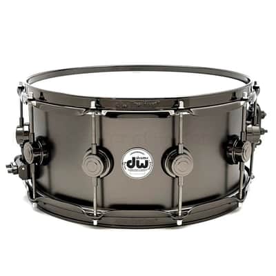 DW Collectors Satin Black Brass Snare Drum 14x6.5 w/Black Hardware image 1
