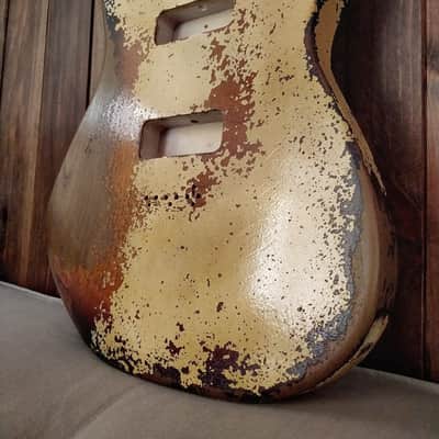 #202624 :: Baldman's Strat / Charvel P90 modern body in Heavy Relic Dirty Olympic White over Sunburst image 8