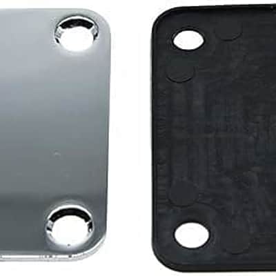 4-Bolt Electric Guitar Replacement Neckplate Bass Metal Neck Plate with Screws for FD Strat Tele or Basses Chrome image 2