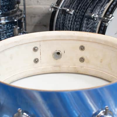 1960s Camco 5x14 Oaklawn Blue Satin Flame Snare Drum image 10