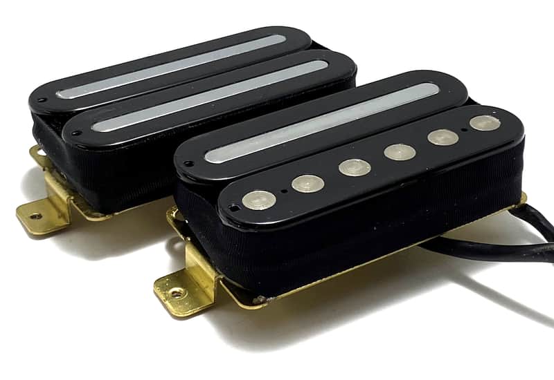 Thunder Rail Mixed HH Set, Thunder Bucker Bridge + Power Rail Neck Humbucker ~ Black with Chrome image 1