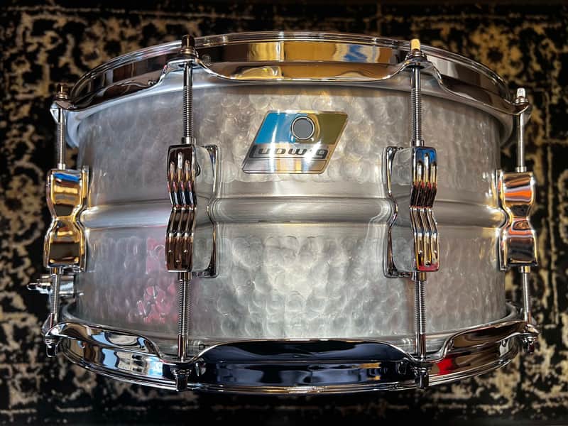 Ludwig LM405K Acrolite Hammered 6.5x14" 10-Lug Aluminum Snare Drum - Hammered Aluminum image 1