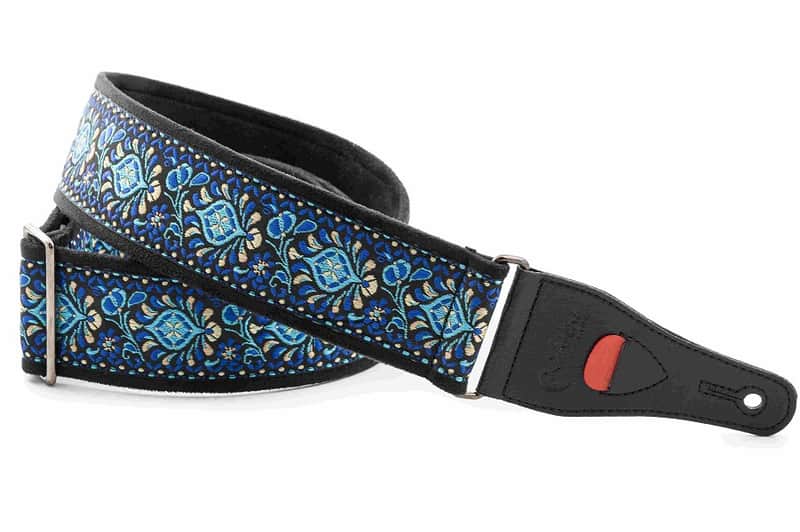 Right On Woodstock II Blue Vegan High Quality Guitar Strap image 1