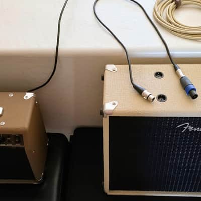 Fender 40 Watt Acoustasonic 6 & 12 Acoustic Guitar & Mic with Fender Ext Cabinet Stereo Two 8-inch Speakers & Correct Extra $ Cable and $25' Fender Guitar Cord! 2024 - Brown Tolex image 10