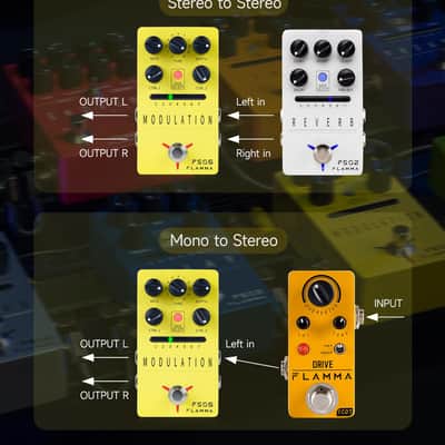 FLAMMA FS05 Multi Modulation Pedal Electric Guitar Stereo Effects Pedal with 7 Storable Slots 11 Modulation Effects True Bypass image 2