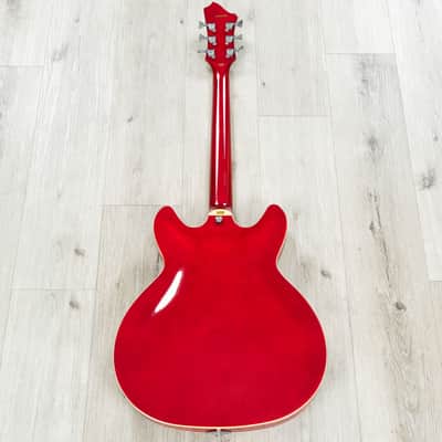 Mint Hagstrom Viking Semi-Hollow Electric Guitar Wild Cherry Transparent Finish WCT image 5