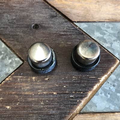 Real Life Relics Genuine Fender® Replacement Aged Nickel Top & Black Bottom Jazz J Bass® Concentric Knob Set image 3