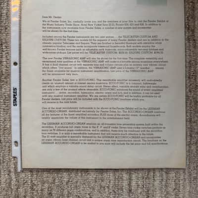 1959 Fender Dealer Letter Esquire Telecaster Custom Vibrasonic image 2