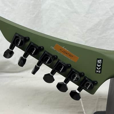 Jackson X Series RRX24 rrx 24 Randy Rhoads Flying V Guitar with Reverse Inlays + Reverse Headstock 2022 - Matte Army Drab with Black Bevels image 8