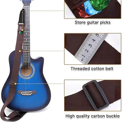 Guitar Strap with Pick Pocket,3 Guitar Picks and 2 Strap Locks for Bass,Electric,Acoustic Guitar(Brown) image 5