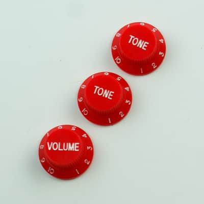 Strat style Guitar Control knobs Set ( 2 Tones, 1 Volume ) ,Bright Red