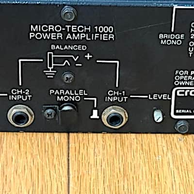Crown Micro-Tech 1000 Silver & Black Professional 2 Spc Rack Mount Stereo Power Amplifier, Tested image 10