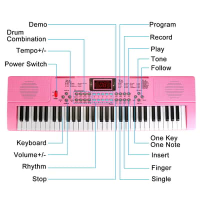 Cxxss 61 Keys Digital Music Electronic Keyboard Electric Musical Piano Instrument Kids Learning Keyboard - Pink image 2