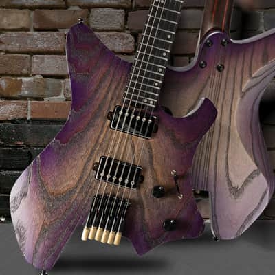 Eart GW2-Pro Headless Electric Guitar, Roasted Ash Body,24F Rounded Ends Jumbo Stainless Steel Bild 2