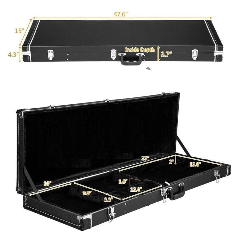 Hard Shell Wood Case for Electric Bass Guitars Lockable Hardshell