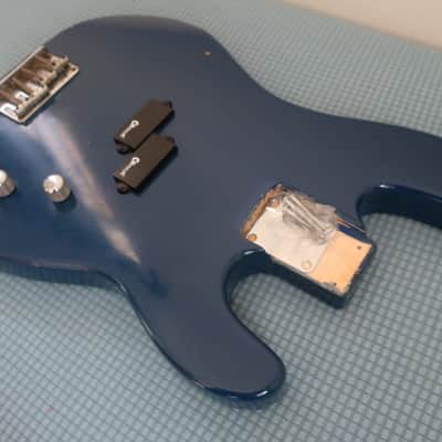 Vintage Bass Guitar Project Cracked Neck Charvette by Charvelle Jackson P Bass Purple Low Serial Number #137 Lots of High Quality Parts Nut Tuners Bridge Pick Ups Loaded Working Body Frets Electronics Neck Plate Hair Heavy Metal image 8