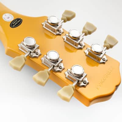 Vintage Style 3L3R Guitar Locking Tuners String Tuning Pegs Keys Machine Heads Set for Les Paul Style Electric or Acoustic Guitar, Nickel with Green Keystone Button image 9