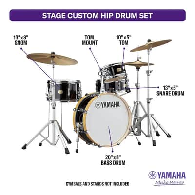 Yamaha Stage Custom Hip 4pc Drum Set Raven Black image 5