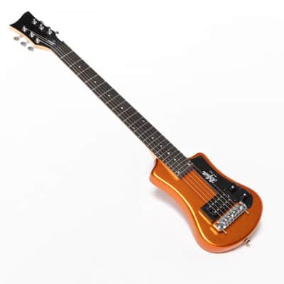 Hofner HOF-HCT-SH-MO-O Shorty Electric Travel Guitar - Metallic Orange - with Gig Bag image 7