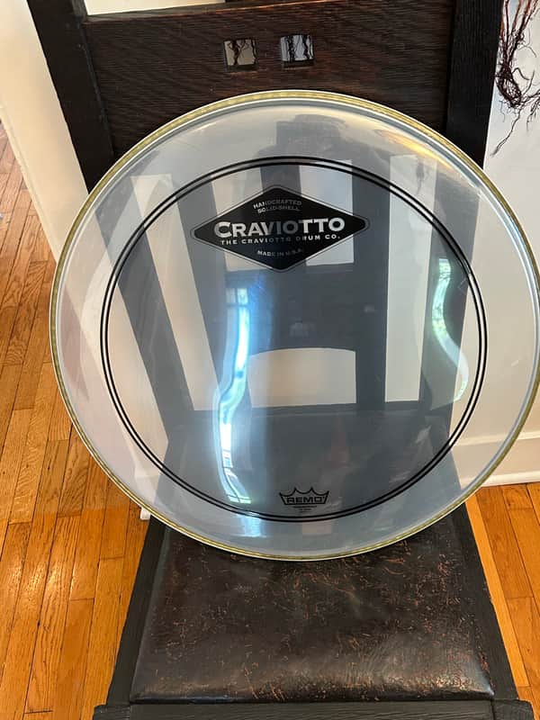 Craviotto Logo 22" Clear Remo Powerstroke 3 Bass Drum Head image 1