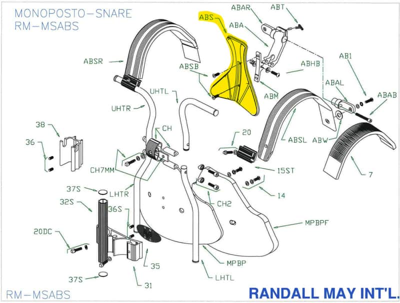 RANDALL MAY ABS ADJUSTABLE BACK SUPPORT PLATE WITH FOAM image 1