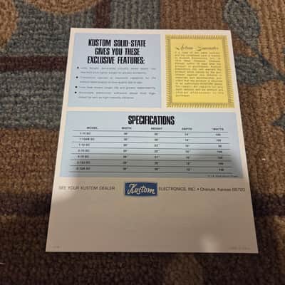 Vintage 1970 Kustom SC Amplifier Catalog! Original Case Candy, Paperwork! image 3