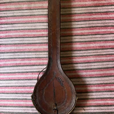 Antique 1890's M&W Bull's Head Leather Tooled Banjo Case image 1