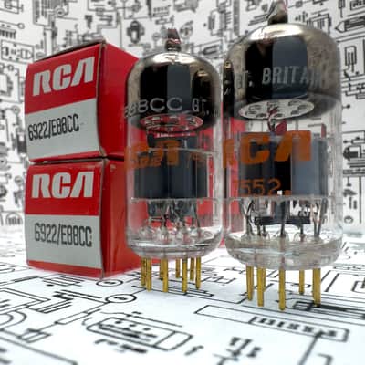 RCA (Mullard) 6922 E88CC (6DJ8) - Gold Pins Black Plates Top Getter Pair image 2