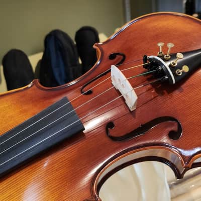 Cecilio 4/4 Advanced to Professional Level Violin Featuring Aged 7 Years+ Select Solid Spruce Top Highly Flamed One-Piece Maple Back and Sides, Real Ebony Components, Brazilwood Bows, Hand-Rubbed... image 9
