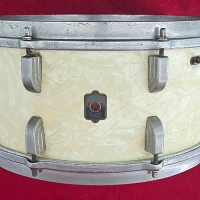 Leedy Broadway Series 14x6.5 Snare Drum 1946 - White Marine Pearl image 1