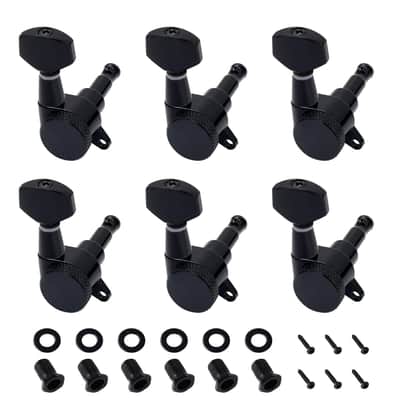 6R Guitar Locking String Tuning Pegs 18:1 Ratio Sealed Guitar Tuning Keys Machines with 45 Degree Fixing Tag for Strat ST Tele Electric Guitar Pack of 6 JT/ZSJXQ-01 Black image 1