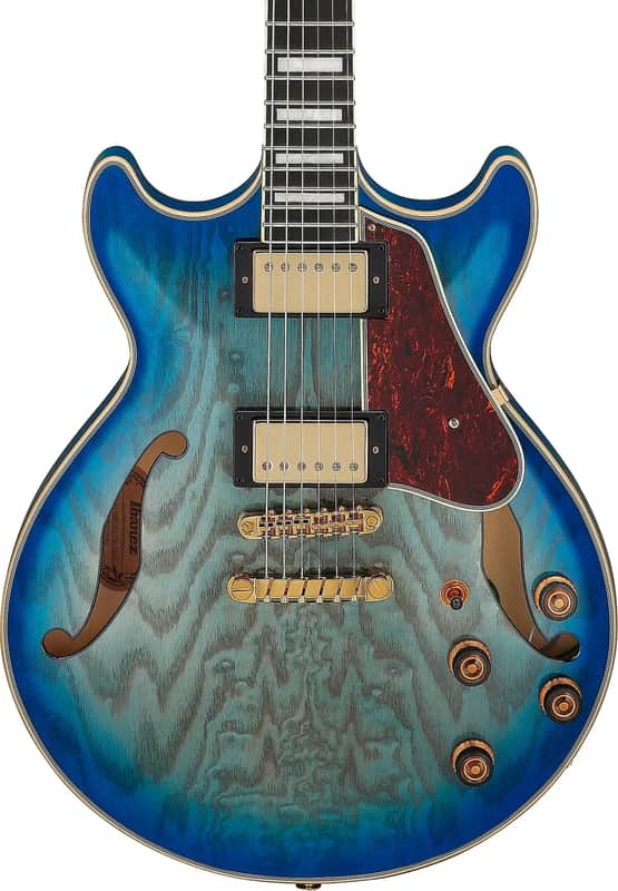 Ibanez AM93QA Artcore Expressionist Semi-Hollow Electric Guitar, Ebony Fingerboard, Jet Blue Burst image 1
