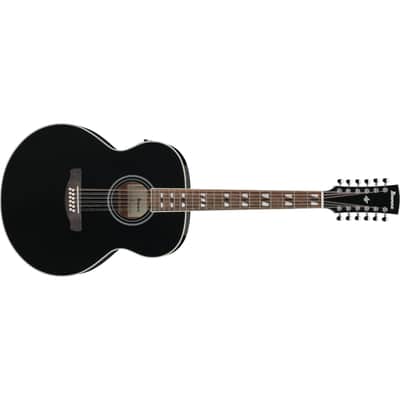 Ibanez AJ7012M1E Artwood Jumbo 12-String Acoustic-Electric Guitar - Black image 3