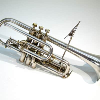 Vintage 1913 York & Sons Perfect Tone Coronet Trumpet Silver Engraved w Original Case & Acessories image 6