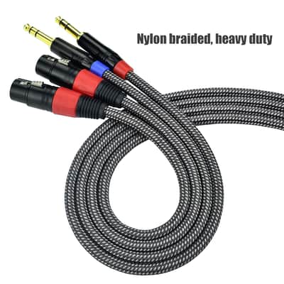 Balanced 1/4" TRS to XLR Female Microphone Cable, 3.3Feet 6.35mm Quarter Inch to 3pin XLR Female Stereo Interconnect Cable, Heavy Duty Nylon Braided, Gold Plated, for Mixer, Speaker -2Pack image 4