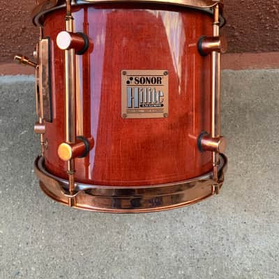 Sonor Vintage Hilite Classic Copper series  1990 Red stain wood with copper hoops image 5