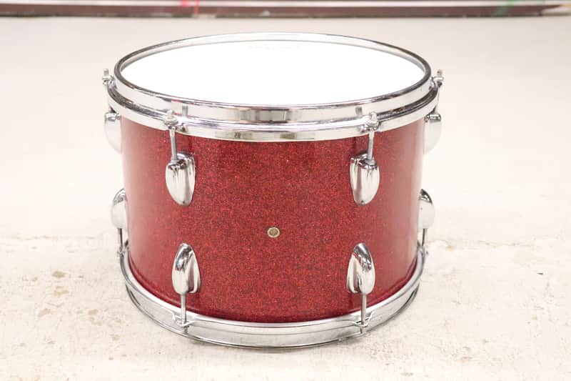 Japanese 9x13 Rack Tom Drum Red Sparkle Vintage 1960's image 1