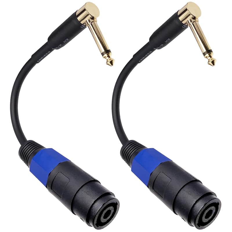 Speakon Female Connector to 1/4" Male TS Speaker Cable - Speak-on Jack to 1/4 TS Plug (Right-angle Plug) image 1