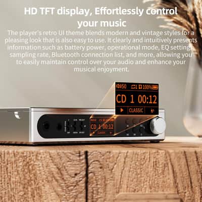 FiiO DM15 Portable Stereo CD Player with True 24Bit R2R DAC, 1150mW+1150mW High-Power Output, aptX Adaptive Bluetooth Transmitter, 24 Sound Presets, USB/CD HiFi Audio, HD Display (Red) image 3