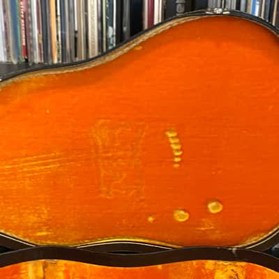 Vintage Acoustic Guitar Case 1960’s-1970’s Black w Orange Gold Interior image 6