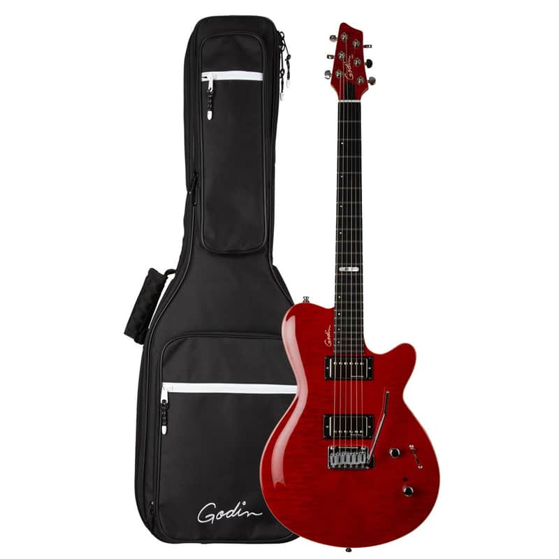 Godin (047604) DS-1 Daryl Stuermer Signature Electric Guitar - Translucent Red Flame (Demo Unit) image 1