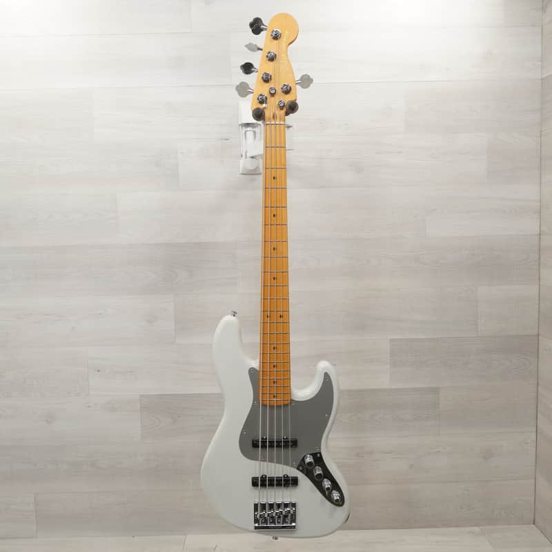 Used Fender American Ultra II Jazz Bass V Bass Guitar White image 1
