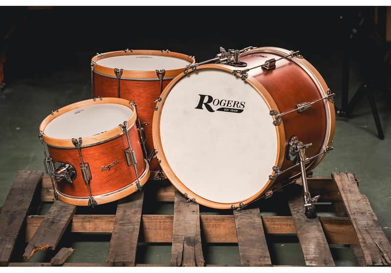 Rogers TWR-0318HX-SRM Tower 3pc 18x14/12x8/14x14 Satin Red Mahogany w/Wood Hoop image 1