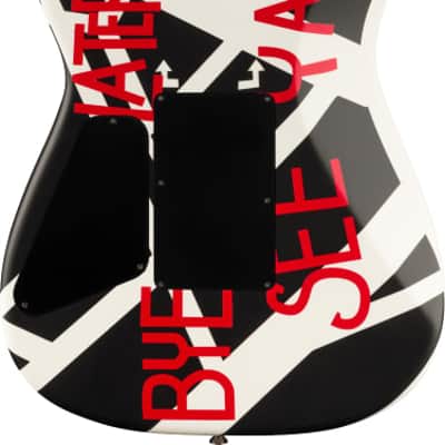 EVH EVH Striped Series Circles Electric Guitar. Maple Fingerboard, White and Black image 4