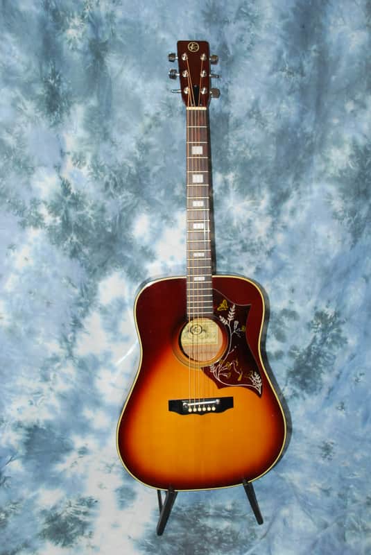 1977 Kay K-590 Deluxe Western Hummingbird Jumbo Sunburst Pro Setup Original Case image 1