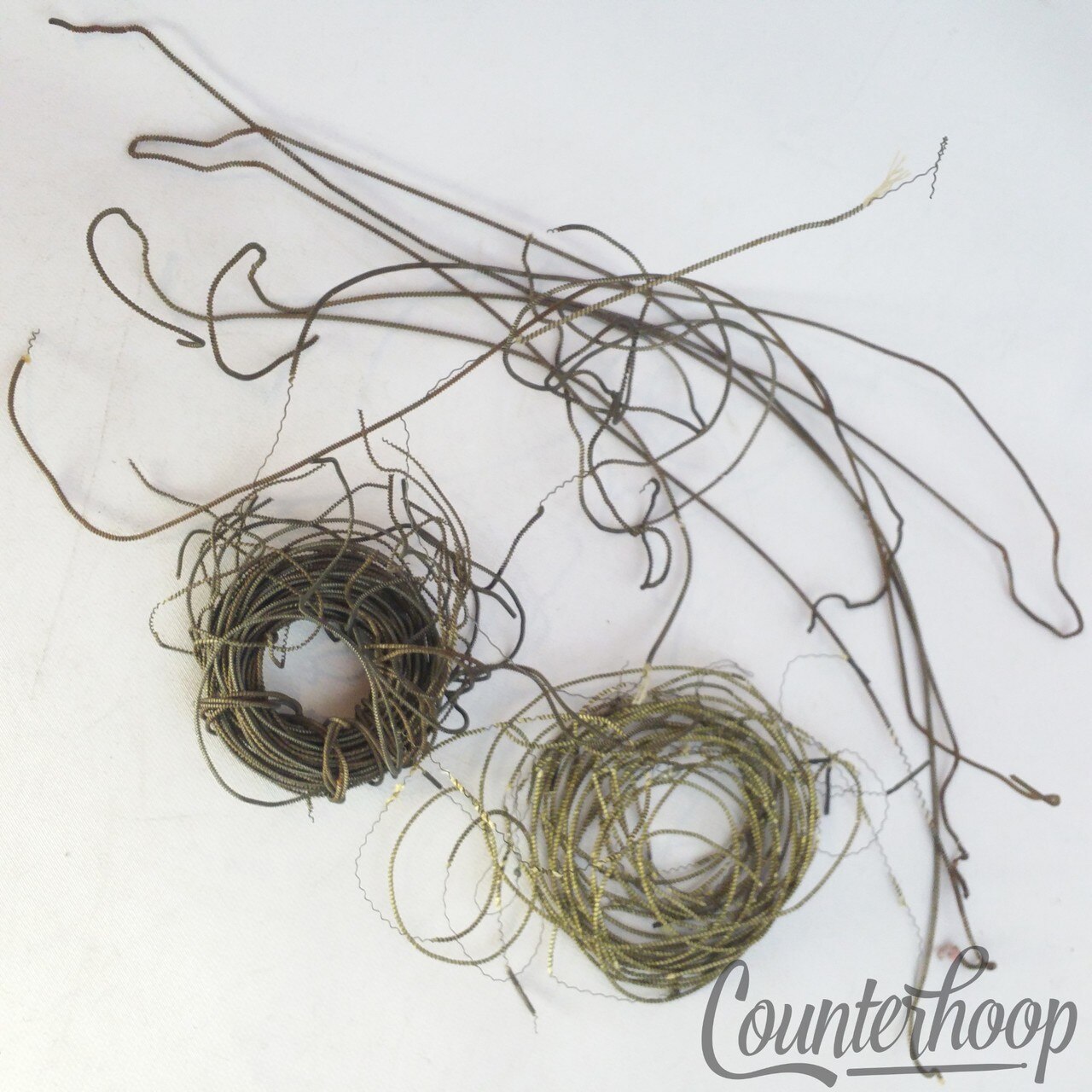Coiled Metal-on-Cloth Snare Drum Wires/Strands Parts Lot Leedy/Ludwig/Early USA — main photograph