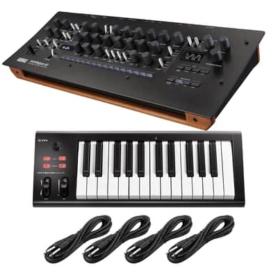 Korg minilogue XD module Polyphonic Analog Synthesizer, Icon iKeyboard 3 Nano 25 Key, (4) 1/4 Cables Bundle