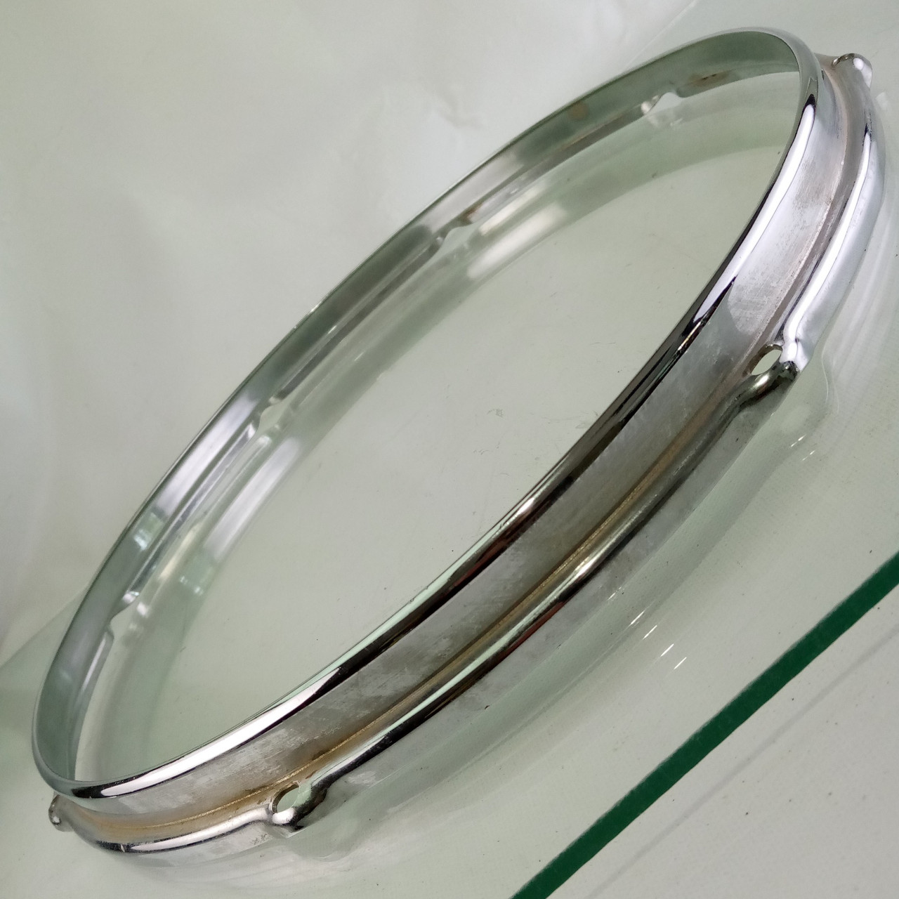 Slingerland 15" BRASS Stick-Saver Snare/Tom Drum COB Batter Rim/Hoop 8Lug Chrome — main photograph